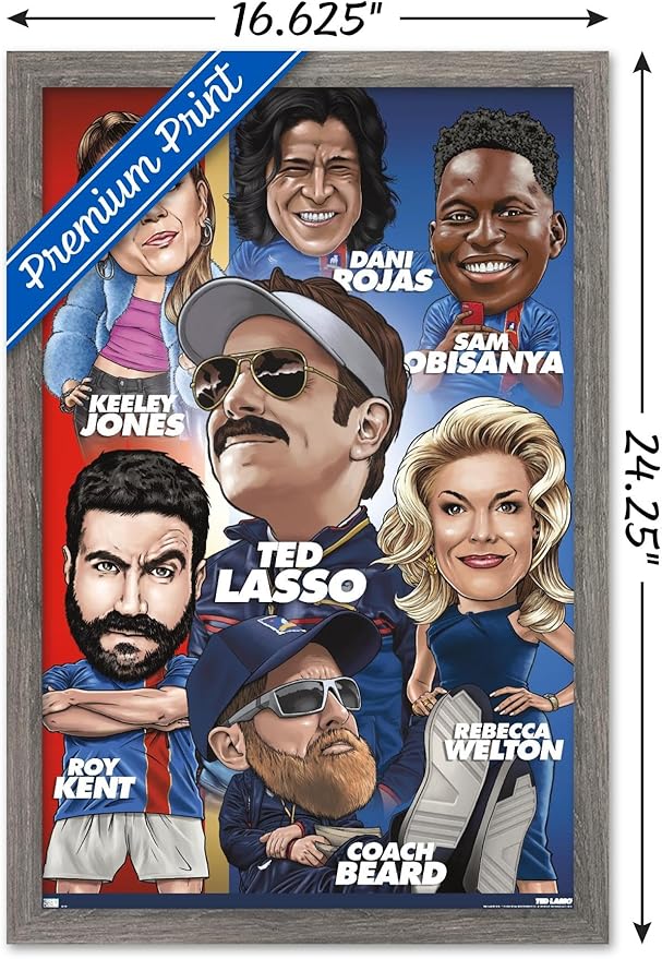 Ted Lasso - Character Grid Wall Poster, 22.4L" x 14.7W", Barnwood Framed Version