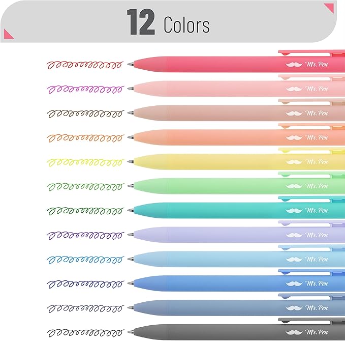 Mr. Pen- Retractable Gel Pens, 24 Pack, Fast Dry, Gel Pens Fine Point 0.7mm, Retractable Pens, Cute Pens