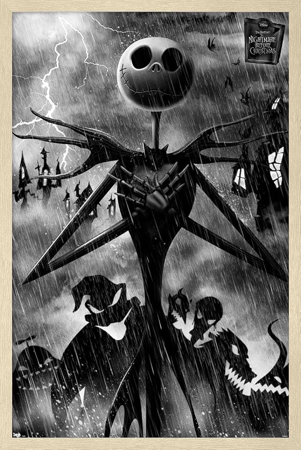 Disney Tim Burton's The Nightmare Before Christmas - Shadows Wall Poster, 34L" x 22.4W", Blonde Framed Version