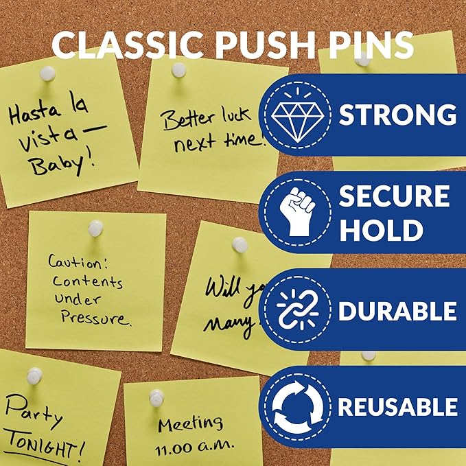 200pcs Paper Clips Binder Clips and Push Pins Set, Mini Clips and Thumb Tacks for Multipurpose Document Organization (White)