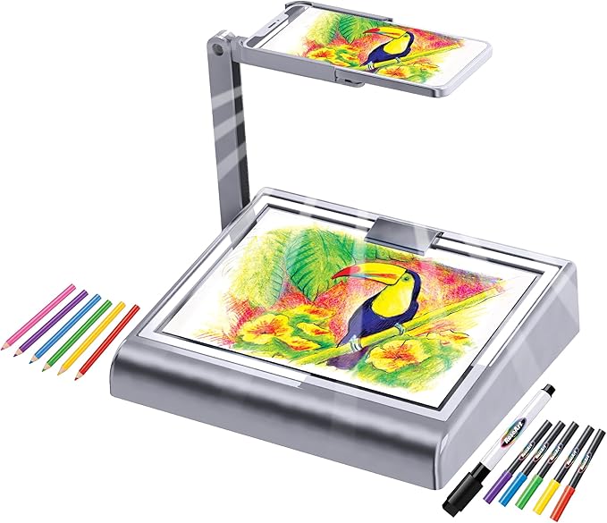 CRA-Z-Art Timeless Creations 2-in-1 Visual Art Designer, Tracing Desk, Light Box Drawing Set with Phone Holder to Record and Post Drawing Videos, Great for Ages 8 and up