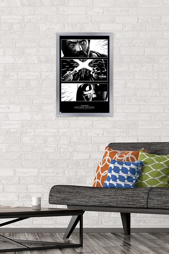 Trends International Star Wars: Obi-Wan Kenobi - Panels Wall Poster, 14.725" x 22.375", Silver Framed Version