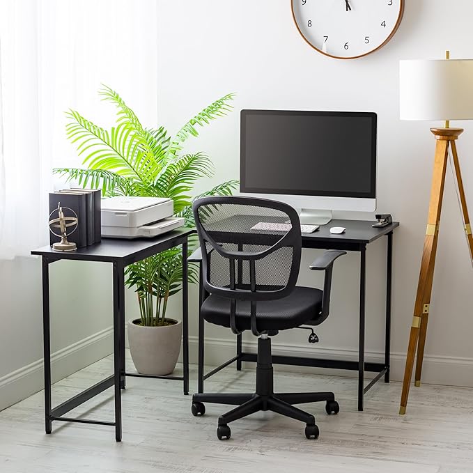 IRIS USA, Inc. 32 Inch Modern Laptop and Computer Desk Office Table for Home Office, Water and Scratch Resistant Surface Gaming Desk, Easy to Assemble Black Desk