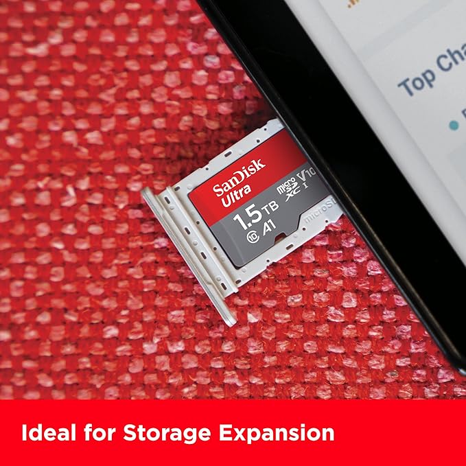 SanDisk 1.5TB Ultra microSDXC UHS-I Memory Card with Adapter - Up to 150MB/s, C10, U1, Full HD, A1, MicroSD Card - SDSQUAC-1T50-GN6MA