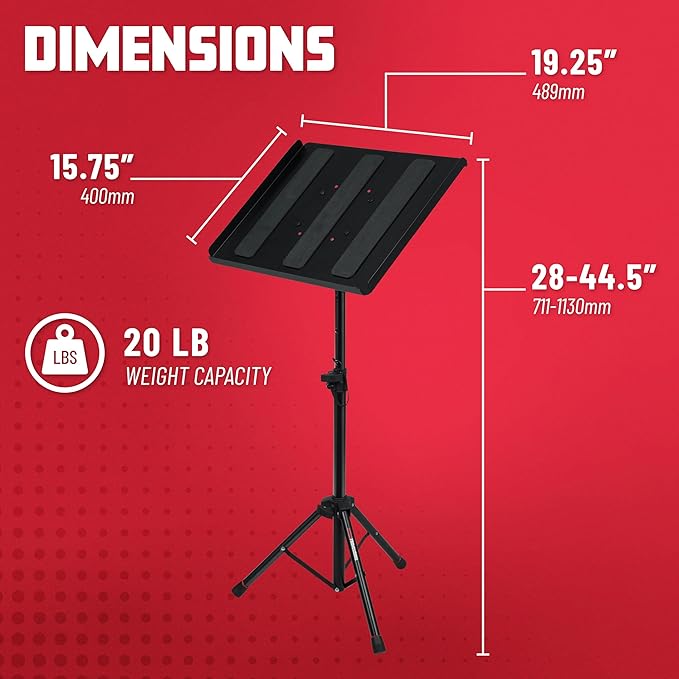 Gator Frameworks Adjustable Multi-Media Gear Stand Featuring 100x100 Vesa Mounting Brackets | Ideal for Laptops, Small Production Samplers, and More, Min/Max Height - 28"/44.5" (GFW-UTL-MEDIATRAY1)