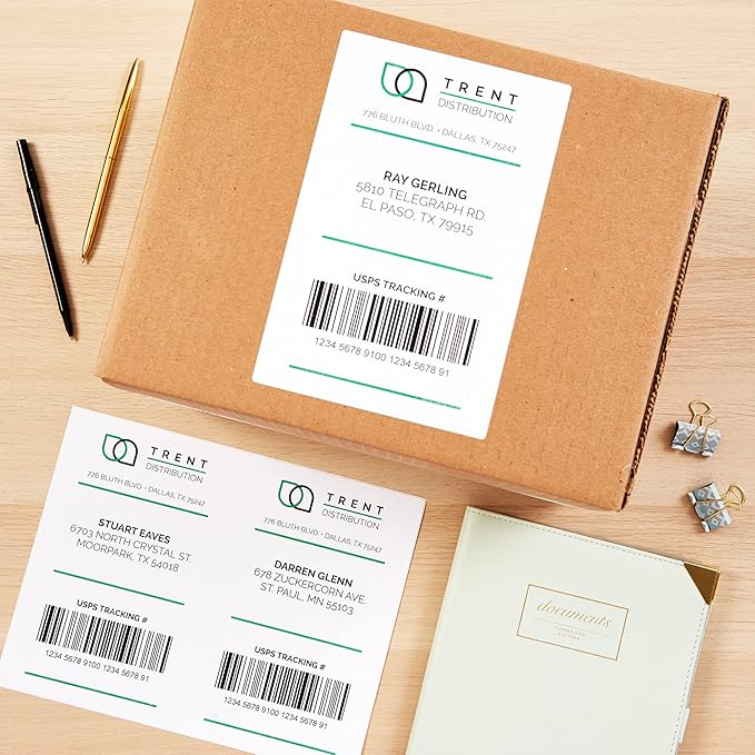 Avery Half-Sheet Printable Shipping Labels, 5.5" x 8.5" Customizable Stickers, White, 20 Blank Mailing Labels, Great for Mailing, Shipping, Organizing, and More (18126) (Pack of 5)