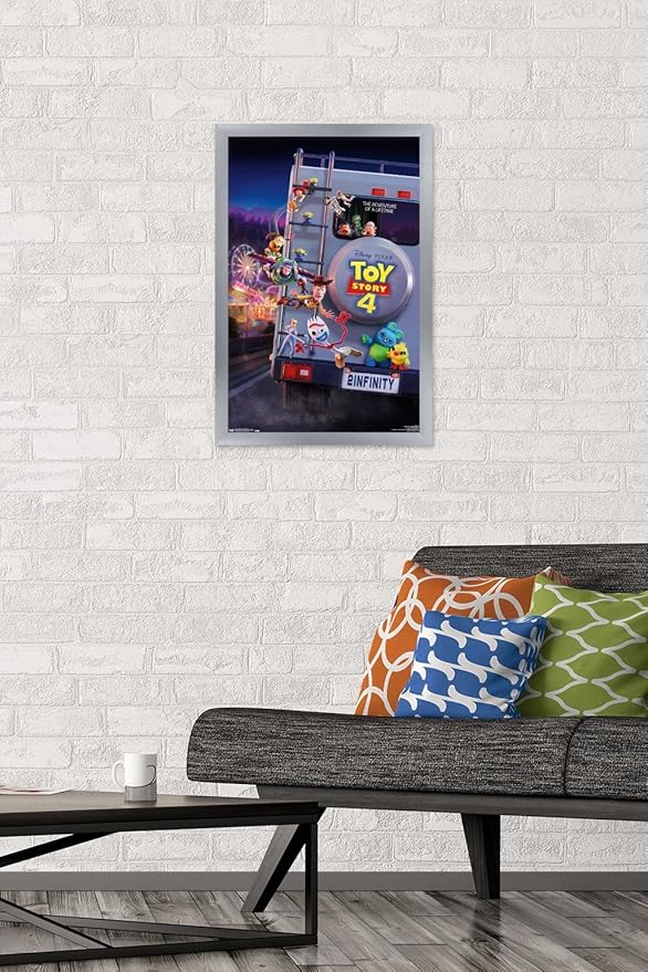 Trends International Disney Pixar Toy Story 4 - Final One Sheet Wall Poster, 14.725" x 22.375", Silver Framed Version