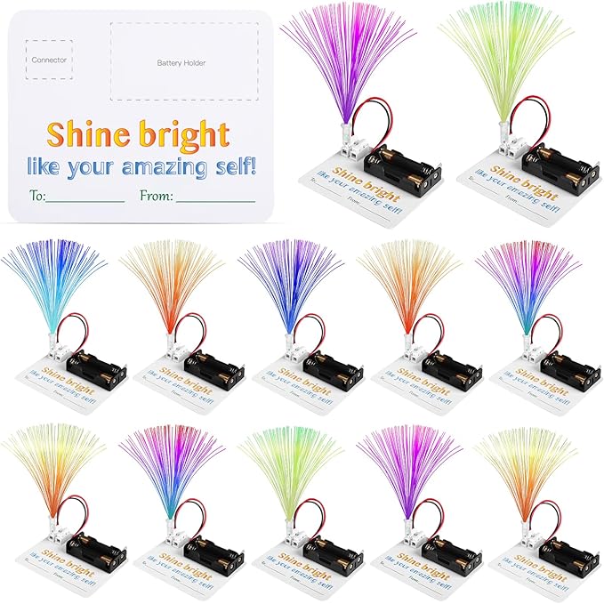 12 Bulk Craft Kits for Kids 8-12, STEM Activities Science Projects for Girls, Fiber Optic Light Experiments, Simple Electric Circuits Classroom Gifts for Class 2nd 3rd 4th Grade Activity