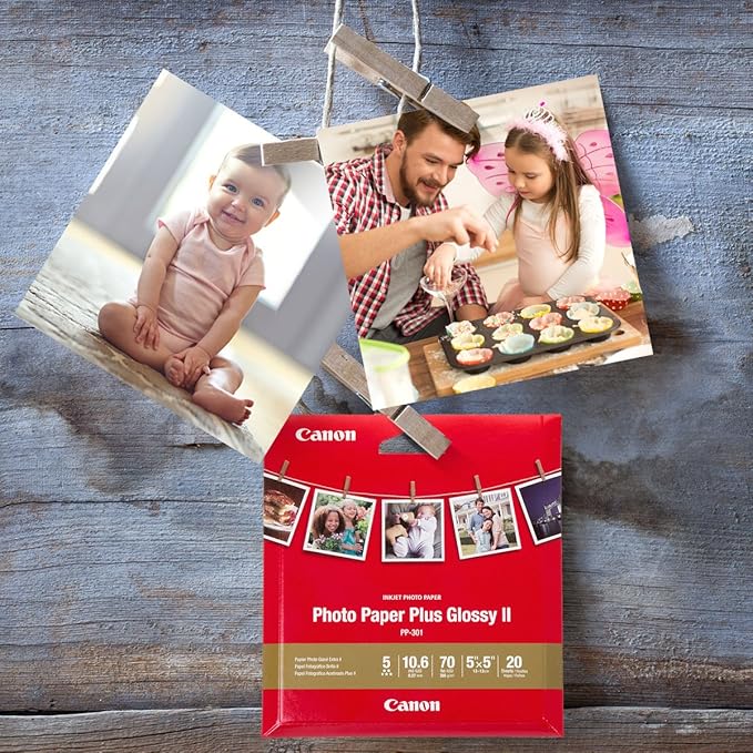 Canon Glossy Photo Paper Plus II,5'x5'(20 Sheets), PP-301