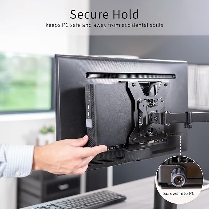 VIVO Behind Monitor Mini PC VESA Mount Designed for Dell OptiPlex Micro CPU, Monitor Arm Computer Holder, Concealed Behind Screen, Desk and Wall Mounting Options, Black, Mount-DLMM2