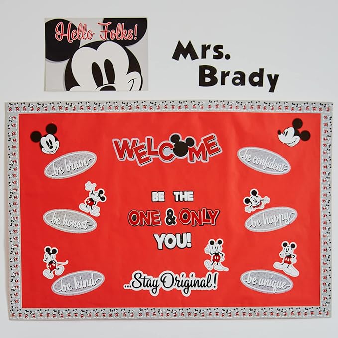 Eureka Disney Retro Mickey Mouse Poses Decorative Classroom and Bulletin Board Trim for Teachers, 2.25" Wide, 12 Strips for 37 Total Feet