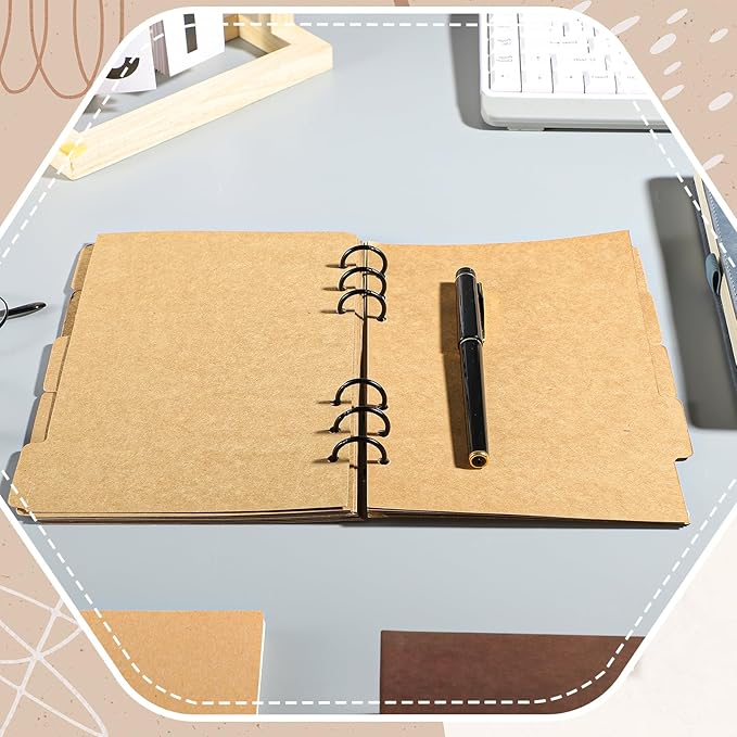 3 Sets A5 Paper Divider, 6 Hole Ring Binder Dividers, Notebook Index Page Tab Cards, for Travel Diary Binder Notebooks Journal Plan