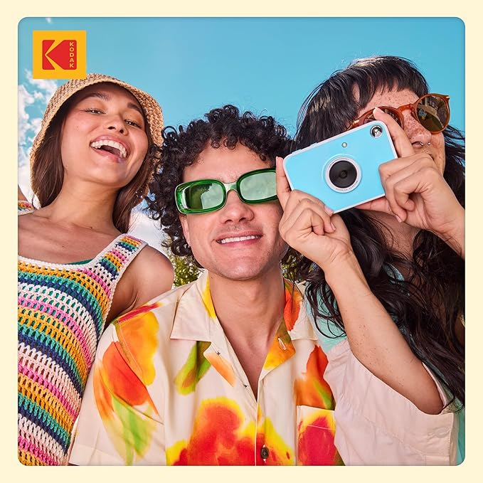 Kodak Printomatic+ Instant Print Digital Camera (Yellow) 10MP Portable Camera with Interactive RGB LED Status Indicator, Prints Full-Color Photos on Zink 2x3” Sticky-Backed Photo Paper - Easy & Fun