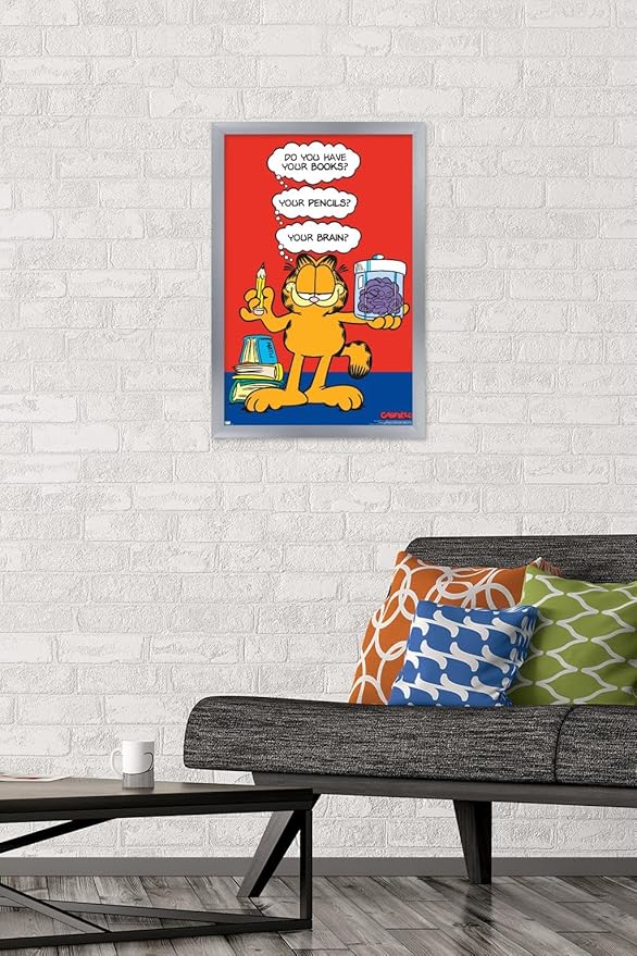 Garfield - Brain Wall Poster, 22.4L" x 14.7W", Silver Framed Version