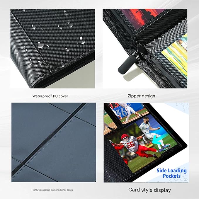 360 Card Binder - Premium Zippered 9-Pocket Trading Card Binder Side-Loading Pages for Ultimate Protection | Holds TCG, MTG, Sports Cards (Black)