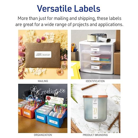 Avery Printable Mini-Sheets File Folder Labels, 2/3" x 3-7/16", Matte White, Permanent Adhesive, Laser/Inkjet Compatible, 300 Blank Stickers Total, Great for Printing a Few Labels at a Time (2181)