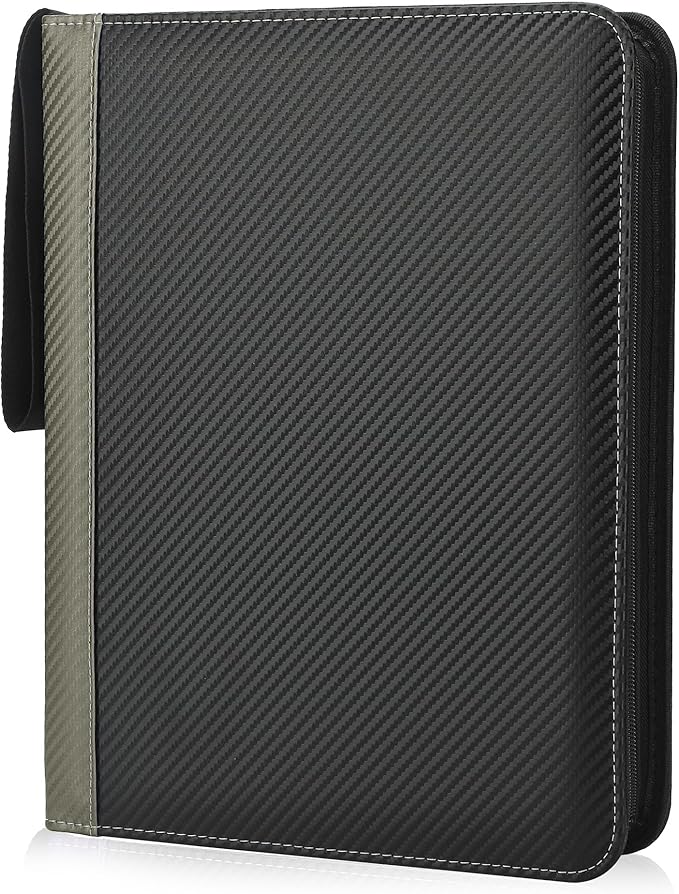 9 Pockets Trading Card Binder with Sleeves Card Organizer, 900 Double Sided Pocket PU Card Collection Binder, Baseball Binder,for Sports Card, MTG, TCG Yugioh Card (Gray)