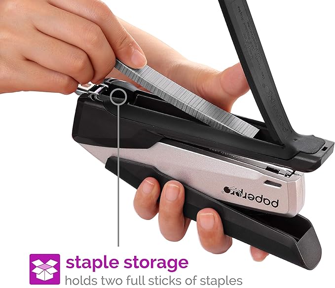 PaperPro - 1115 - inPOWER+ 28 Premium Stapler with Built-in Staple Remover, 28 Sheets, Full-Strip, Black/Silver