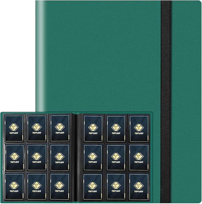 Trading Card Binder, Card Binder Album Folder Book Fit for MTG Baseball Football Sports Cards, Easy to Use Card Collection Binder (green, 360 Pockets)