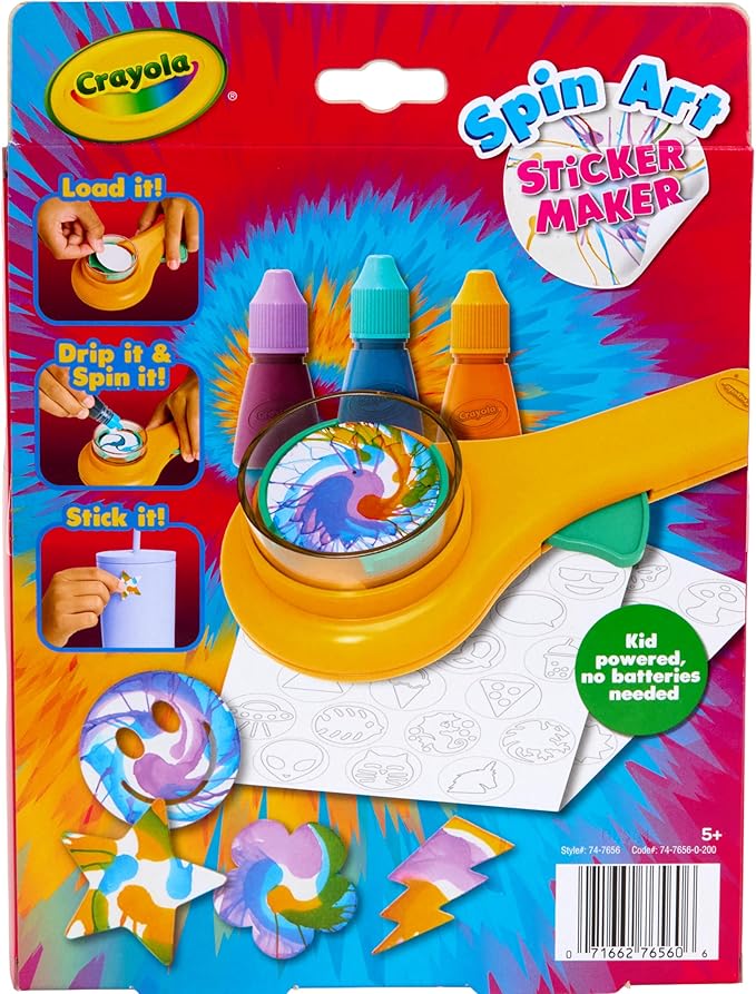 Crayola Spin Art Sticker Maker Machine, Create 40 Custom Stickers, Spiral Art Set for Kids, Arts & Crafts Kit, Toys & Gifts, Ages 5+