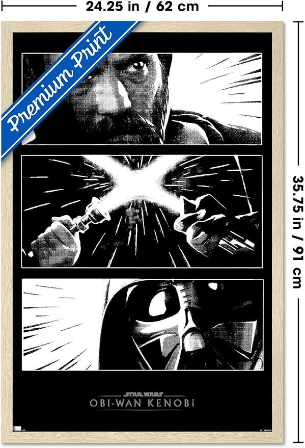 Trends International Star Wars: Obi-Wan Kenobi - Panels Wall Poster, 34L x 22.4W, Blonde Framed Version