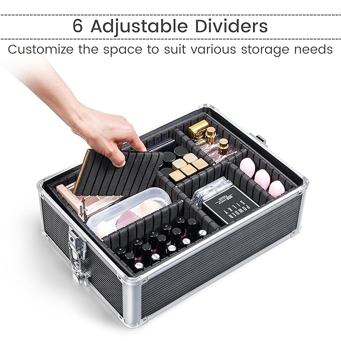 Yaheetech Professional Makeup Train Case 5 in 1 Cosmetology Case on Wheels Aluminum Beauty Travel Case Rolling Cosmetic Organizers & Storage Black