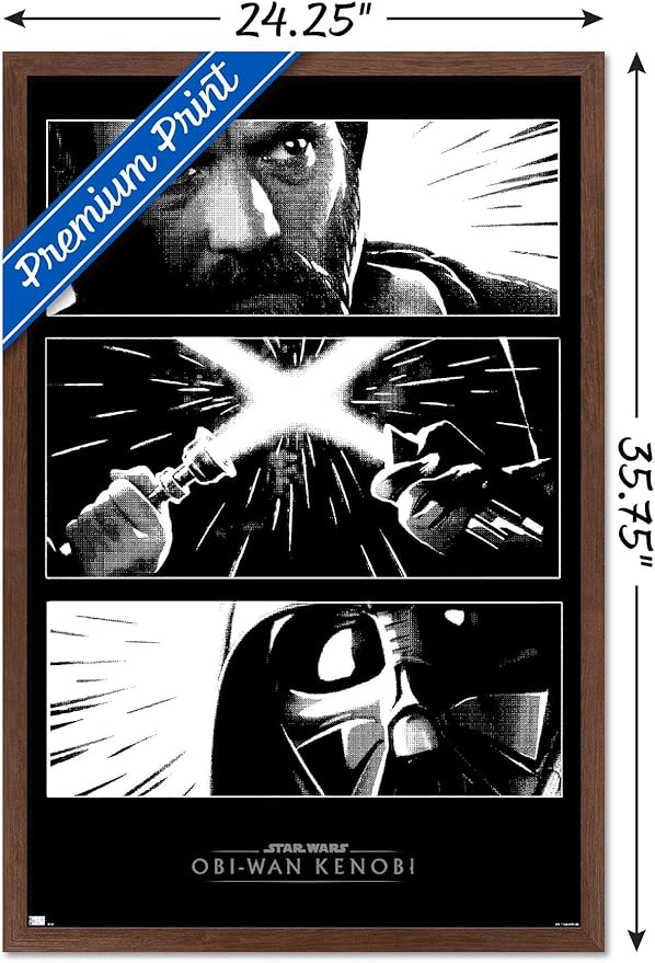 Trends International Star Wars: Obi-Wan Kenobi - Panels Wall Poster, 22.375" x 34", Mahogany Framed Version