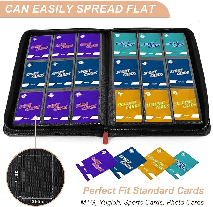 Trading Card Binder, Card Binder Album Folder Book Fit for MTG Baseball Football Sports Cards, Easy to Use Card Collection Binder (Teal, 432 Pockets)