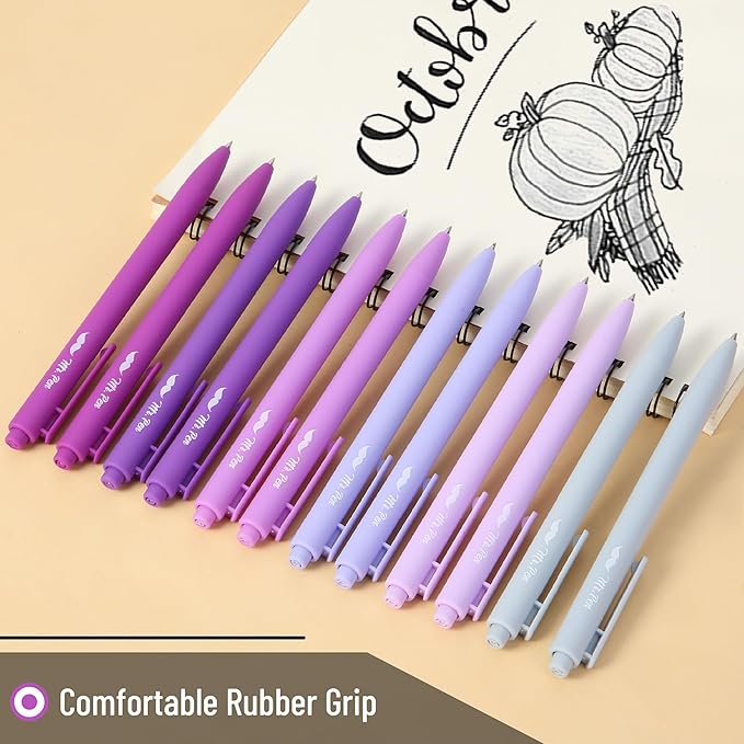 Mr. Pen- Retractable Gel Pens, 12 Pack, Black Ink, Lavender Legacy Barrel Gel Pens, Fine Point 0.5mm, Retractable Pens