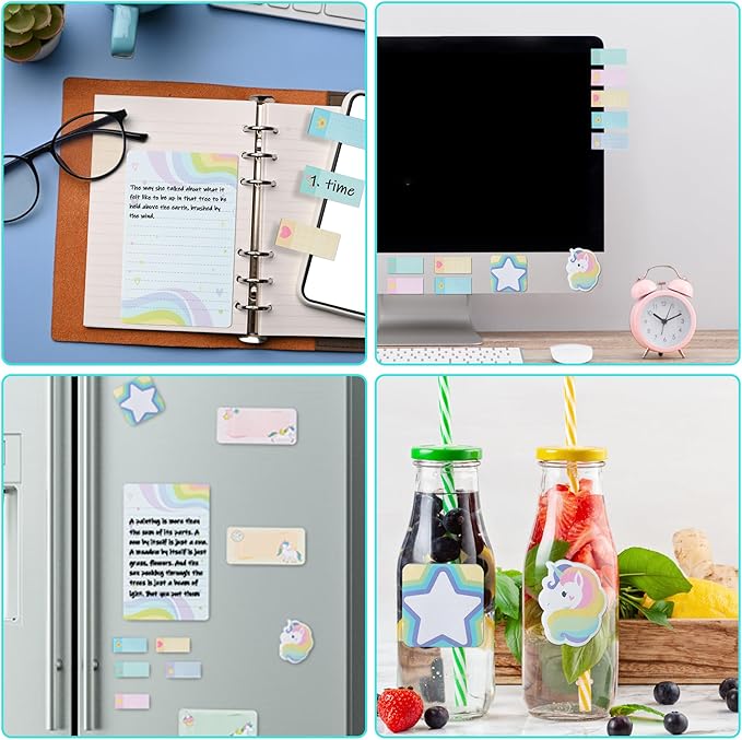 Xqumoi I Just Really Like Magic Horse Sticky Notes Set, 550 Sheets, Cute Magic Horse Self-Stick Notes Pads Animal Divider Tabs Bundle Writing Memo Pads Back to School Office Supplies Small Gift