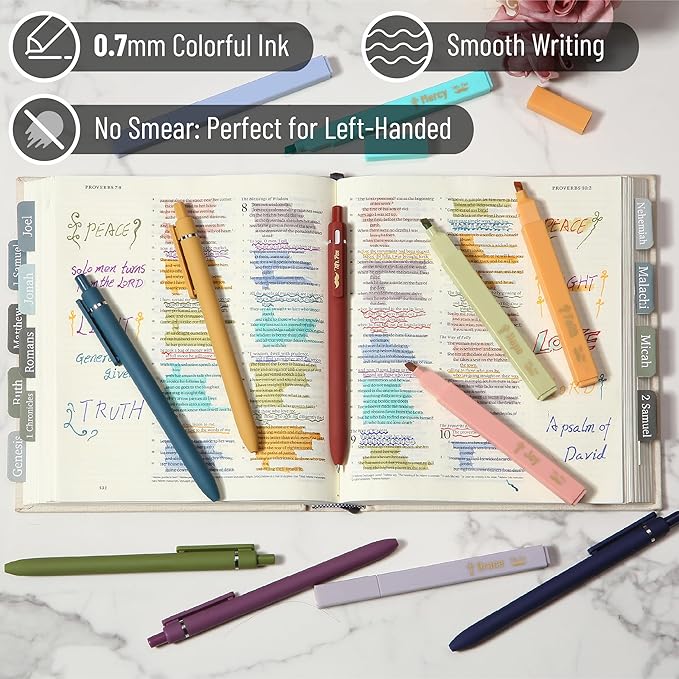 Mr. Pen- Aesthetic No Bleed Highlighters & Gel Pens, 12 Pack, Colorful Bible Highlighters No Bleed, Colorful Ink Aesthetic Gel Pens
