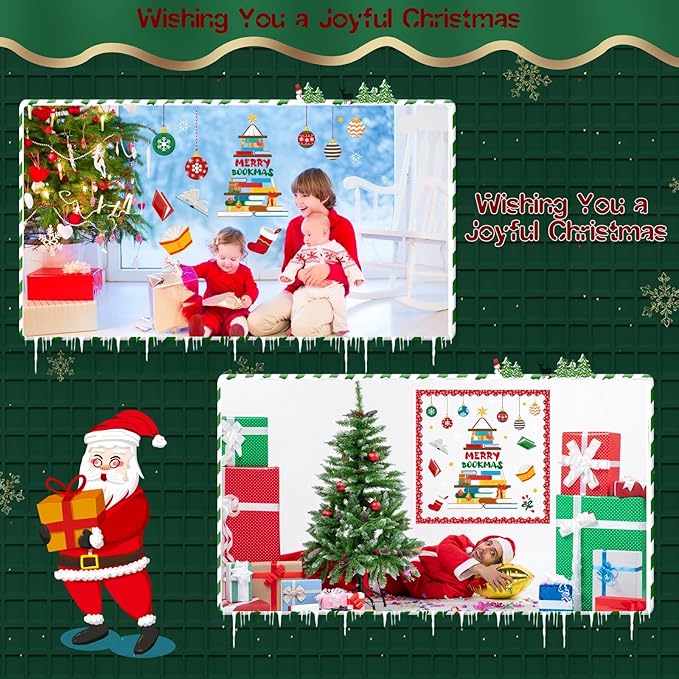 79pcs Christmas Bulletin Board Decoration Set,Xmas Tree Paper Cutouts Bulletin Board for Classroom Holiday Decorations School Reading Room Wall Door Xmas Decor