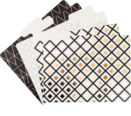 U Brands Fashion File Folders, 1/3-Cut Tabs in Assorted Positions, Letter Size, Office Supplies, 6 Count (Classic)