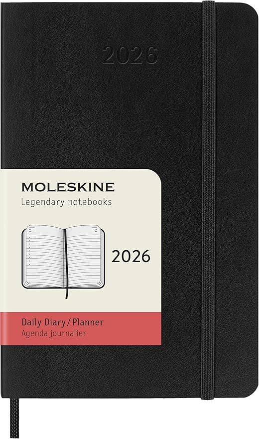Moleskine Classic 12 Month 2026 Daily Planner, Soft Cover, Pocket (3.5" x 5.5"), Black, 400 pages