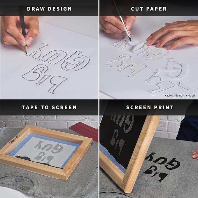 Speedball Introductory Screen Printing Starter Kit, Beginner Set with Frame, Inks, Tools & Guide - for Fabric and Paper