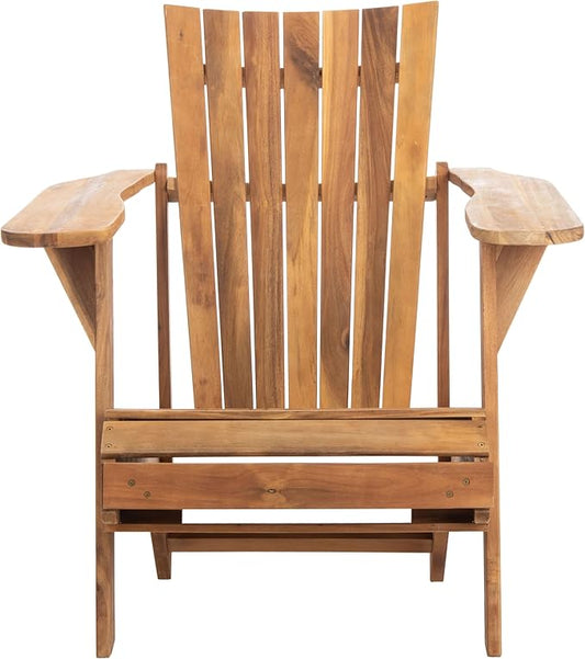 SAFAVIEH PAT6760A Outdoor Collection Merlin Natural Retractable Foot Rest Adirondack Chair