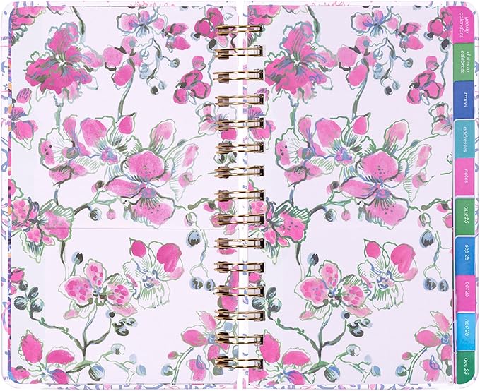 Lilly Pulitzer Medium Planner August 2025 - December 2026, Weekly Agenda & Monthly Calendar, Stickers, Pockets, Spiral Binding, 5" x 8.25" (Tis the Sea Sun)