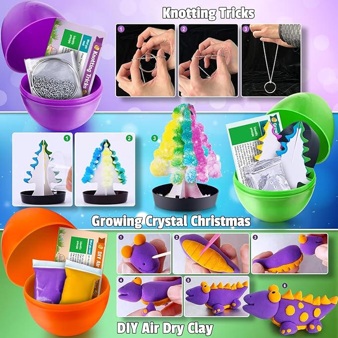 UNGLINGA 8 Experiments Eggs Easter Basket Stuffer Science Kit for Kids Boys Girls Toys Gifts Idea, Science Filler Easter Party Favor Educational S.T.E.M Activities Surprise Eggs