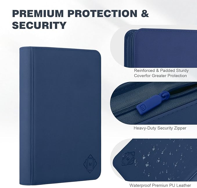 Trading Card Binder with 9 Side Loading Pocket Card Album Hold Up to 540 Cards PU Card Collection Binder, Collectible Albums Card Folder for MTG, TCG, Sports Cards（9-Dark Blue）