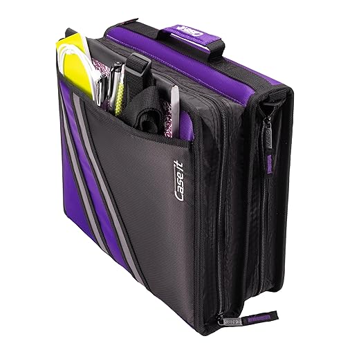 Case-it The Z Shape Zipper - Two s in One - Double Sided 1.5 Inch D-Ring - Multiple Pockets - 500 Page Capacity - Comes with Shoulder Strap, Deep Purple, Z-176