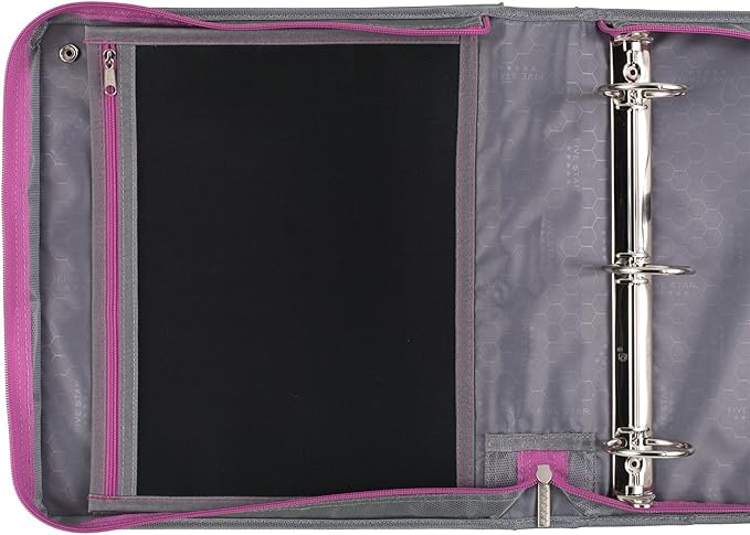 Five Star Sewn Zipper Binder, Fabric, 2 Inch 3 Ring Binder With 4 Inch Capacity, Assorted Colors, Color Selected For You, 1 Count (Pack of 1)