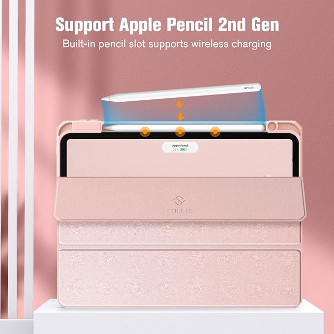 Fintie Hybrid Slim Case for iPad Pro 11-inch (4th / 3rd Generation) 2022/2021 - [Built-in Pencil Holder] Shockproof Cover w/Clear Transparent Back Shell, Also Fit iPad Pro 11" 2nd Gen, Rose Gold