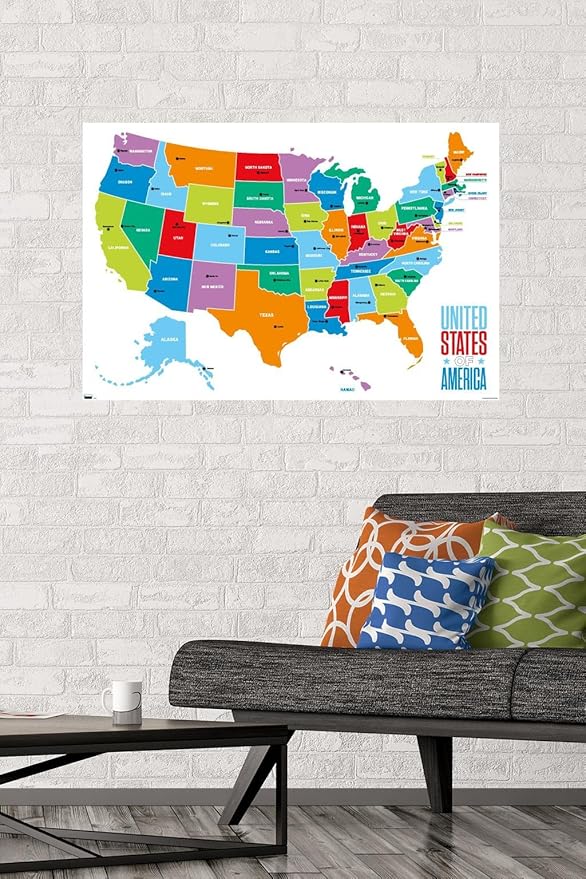 Trends International Map - United States Of America 2022 Wall Poster, 22.375" x 34", Unframed Version