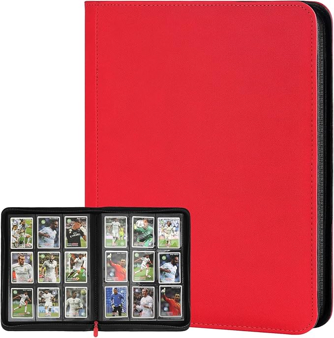 Trading Card Binder 9 Pocket, GERMUN PU Cover Card Binder for 360 Cards, Premium Trading Card Holder Folders, Double Sided Pocket Card Album for MTG, TCG (RED)