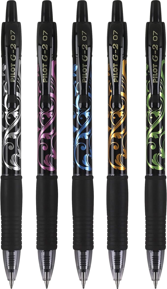Pilot, G2 Premium Gel Roller Pens, Fine Point 0.7 mm, Fashion Collection, Black, Pack of 10