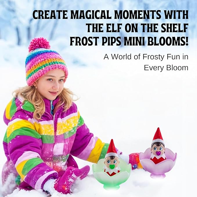 The Elf on the Shelf Frost Pips Mini Blooms with Frost Flower Cradle | Elf Baby Girl and Boy with Blue Eyes | Mini Elf Decorations for Kids | Frost Pips Collection of 2