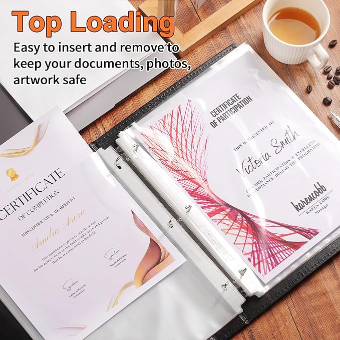 Sheet Protectors - 300 Sheets 4 mils Strong Extra Heavyweight Clear Top Load 8.5 x 11 Inch Highlight Transparent Acid-Free for 3 Ring Binder OS01300