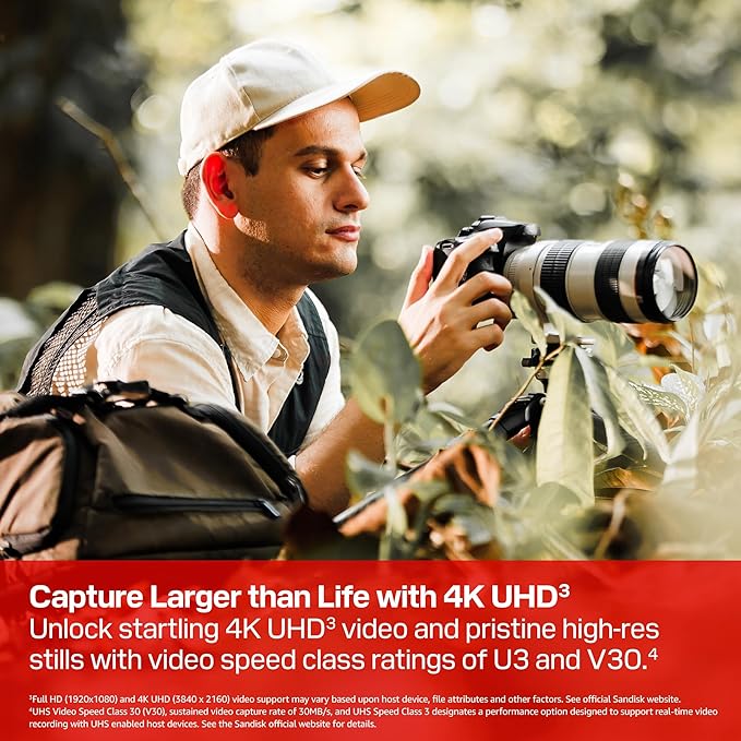 SANDISK 1TB Extreme PRO SD UHS-I Card - Up to 250MB/s Read Speed and 170MB/s Write Speed, 4K UHD, Full HD, U3, and V30 - SDSDXXJ-1T00-GSCIN