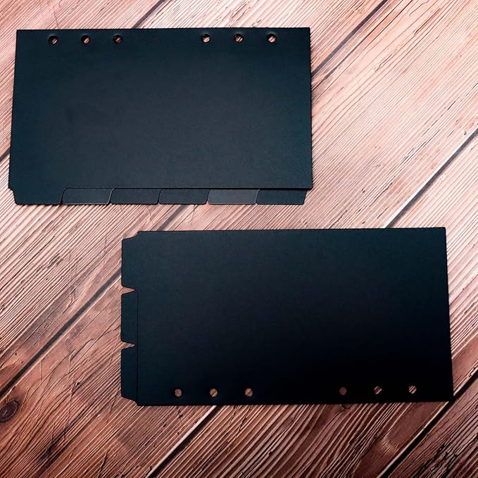 2 Set A6 Binder Dividers Black Plastic Index Divider Blank Side 6 Tabs Top 3 Tabs Planner Insets 9 Sheets Refillable Page Protectors for 6 Ring Binder Notebook