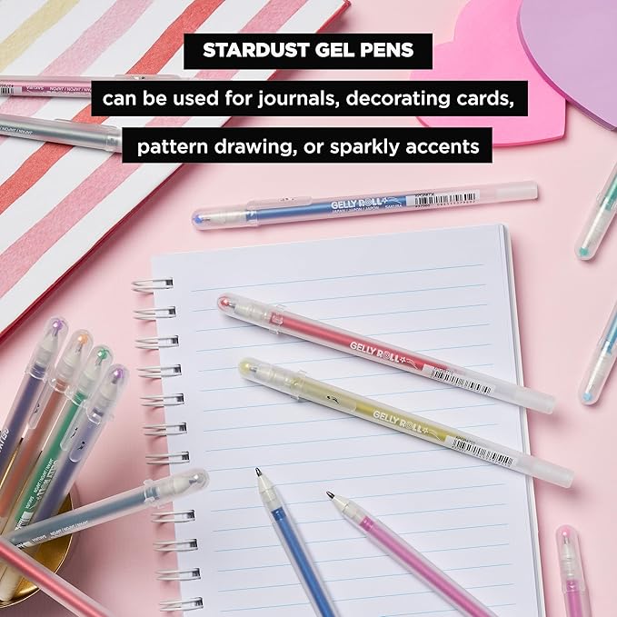 SAKURA 57913 16-Piece Gelly Roll Stardust Assorted Colors Cube Collection Glitter Pen Set